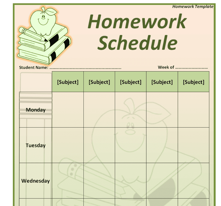 FREE Download 8+ Homework Schedule Templates [WORD, PDF, EXCEL] Word