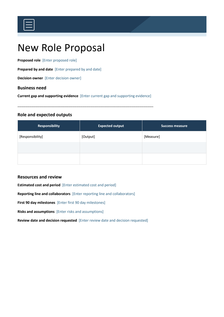 New role proposal — Word template preview
